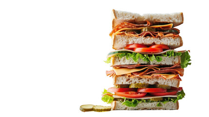 Tall sandwich on transparent background