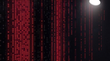 Poster - Red binary digits on a black background suitable for technology websites, cybersecurity concepts, coding tutorials, digital design projects, and futuristic themes.