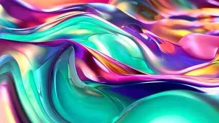 Wall Mural - Abstract colorful fluid waves, vibrant multicolored background. Artistic digital art concept