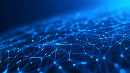 Poster - Abstract blue digital network background with glowing connections, representing technology, communication, and data transfer.