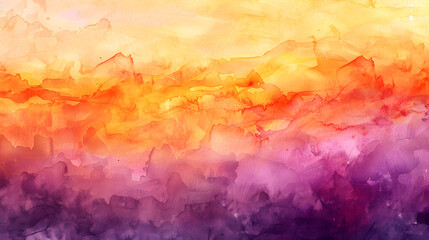 Wall Mural - A painting of a sunset with a purple and orange background