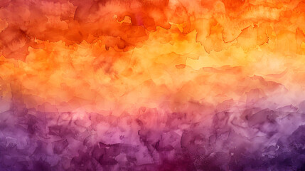 Wall Mural - A painting of a sunset with a purple and orange background