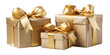 © Maestro - Elegant gold Christmas presents with bows, cut out transparent