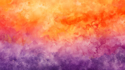 Wall Mural - A painting of a sunset with a purple and orange background