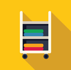 Poster - laundry trolley holding clean towels, concept of housekeeping and accommodation services