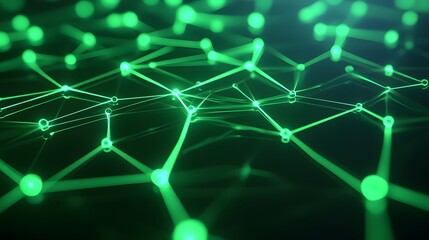 Poster - Abstract digital network with glowing nodes and connections, representing data exchange, communication, and futuristic technology.
