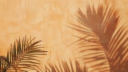 Poster - A palm tree casts a shadow on a wall