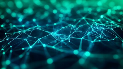 Abstract digital web, blue technology background with glowing lines and connections, perfect for modern tech visuals.