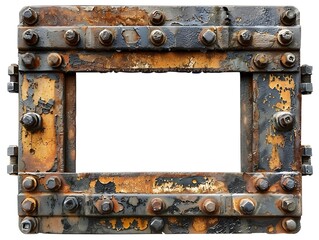 Poster - Rugged Industrial Metal Frame with Exposed Bolts and Urban Loft Style Appeal for Creative Concept Design