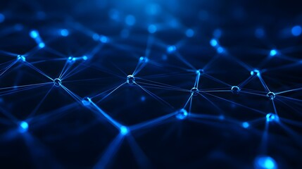 Poster - Abstract representation of a digital network with glowing nodes and interconnected lines, showcasing futuristic technology and data communication.