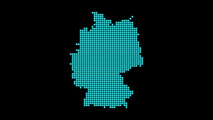 Wall Mural - Germany digital map. Map of Germany in dotted style. Shape of the country filled with rectangles. Appealing video.