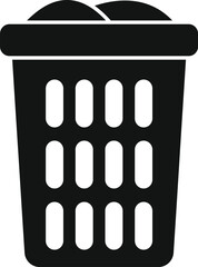 Poster - Black laundry basket full of clothes icon in simple style isolated on white background