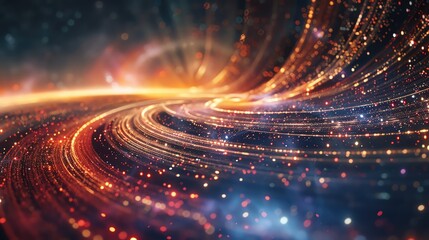 Poster - A mesmerizing swirl of vibrant lights and colors, representing the beauty of the cosmos in a stunning digital art composition.