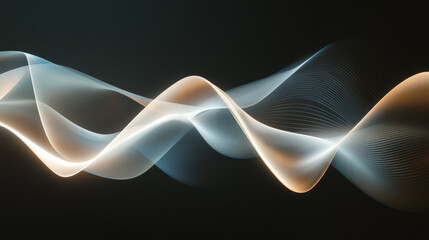 Wall Mural - Abstract curving light wave on solid black