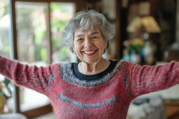 Happy senior woman smiling indoors