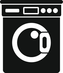 Sticker - Black and white icon of a washing machine, representing laundry, cleanliness, and household appliances