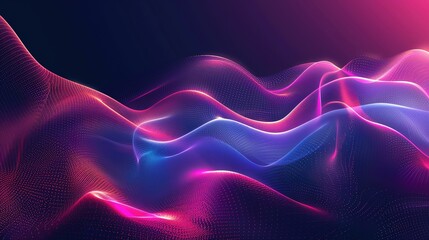 Poster - Vibrant abstract waves in pink and blue, creating a dynamic flow of light, perfect for backgrounds or modern art.