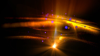 Poster - Magical waves of bright energy.High tech rainbow light ray particles and bokeh energy