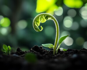 Poster - A Single Seedling Emerges From Rich Soil