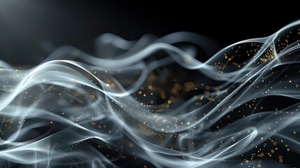 Poster - Ethereal smoke waves with sparkling particles, creating a captivating and mystical atmosphere.