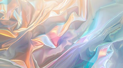 Poster - Beautiful iridescent fabric texture with soft folds, creating a dreamy and ethereal atmosphere.