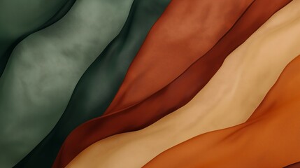 Poster - Experience the luxurious feel of flowing silk fabric in warm autumn colors. Elegant waves and curves add sophistication to any project, evoking calm and peace
