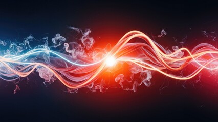 Poster - Vibrant Energy Waves and Liquid Plasma Smoke Particles in a Futuristic Abstract Background