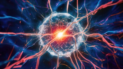 Aufkleber - Abstract digital rendering of a neural network visualization showcasing IT structures and social connections