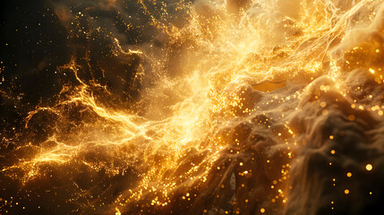 Wall Mural - Abstract gold background with glowing particles.