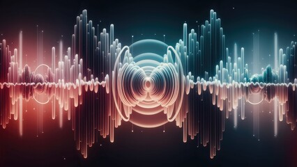 Poster - Artistic Abstraction of Oscillating Frequency Waves Representing Education Research and Modern Science