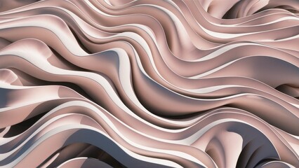 Poster - Abstract White Waves Texture with Liquid Minimalist Design  3D Rendering