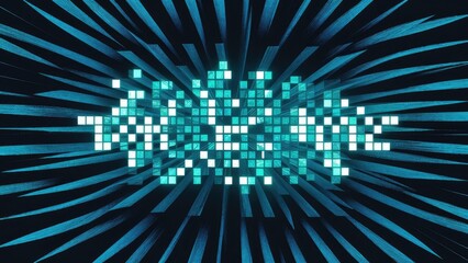 Poster - Square digital sound waves on a black backdrop