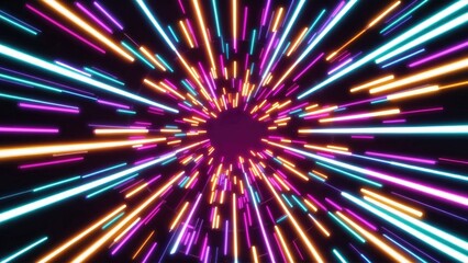 Poster - Vibrant Neon Technology Animation with Abstract Energy Flow and Multicolor Light Stripes for Dynamic Business Visualization