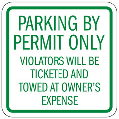 Sticker - Parking permit signs Violators will be towed away at vehicle owner's expense