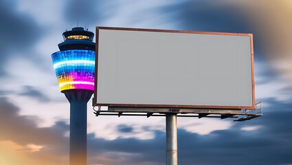 Outdoor electronic billboard mockup ready for your content.  Street advertising poster, mock up, 3D rendering.