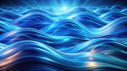 Wall Mural - Abstract blue waves flowing seamlessly in a digital art background, abstract, blue, waves, flowing, seamless, pattern, texture