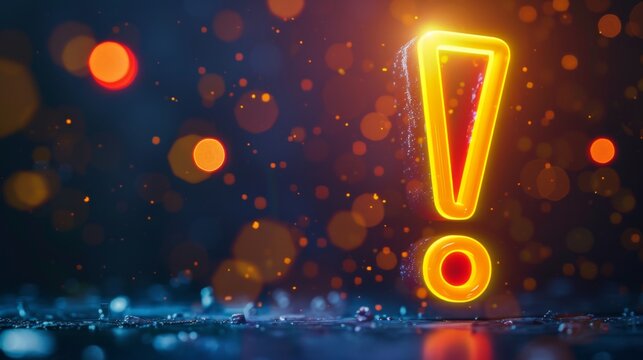 Glowing exclamation point against a dark background