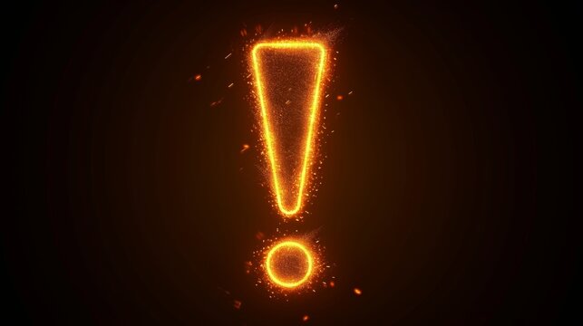 Glowing exclamation point against a dark background
