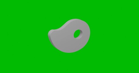 Poster - Animation of rotation of a white steak symbol with shadow. Simple and complex rotation. Seamless looped 4k animation on green chroma key background