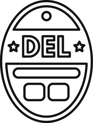 Poster - black outline illustration of an oval delete key keyboard button icon isolated on a white background