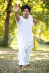 young man practicing traditional chinese tai chi