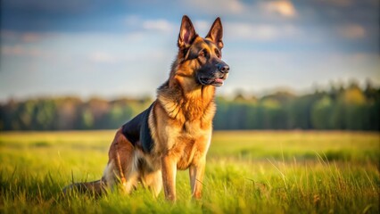 german shepherd dog standing in grass field and looking alert, german shepherd, dog, pet, animal, br