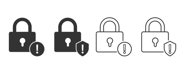 Leinwandbilder - Padlock and warning symbol. Security warning and emergency alert icon. flat and line icon. security system and protect data. Vector illustration design for web, UX, UI, and app.