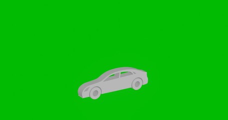 Poster - Animation of rotation of a white car symbol with shadow. Simple and complex rotation. Seamless looped 4k animation on green chroma key background