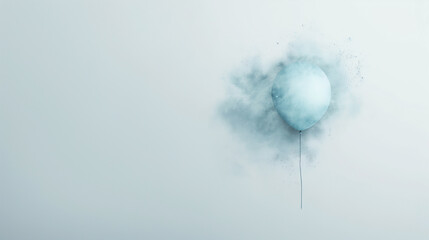 Wall Mural - A blue balloon is floating in the air above a white background