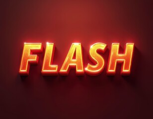 Wall Mural - Brightly lit 3D word 'FLASH' against a dark reddish background.