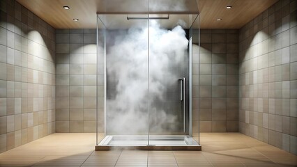 Canvas Print - Serene Steam: A Relaxing Shower Experience  Generative AI