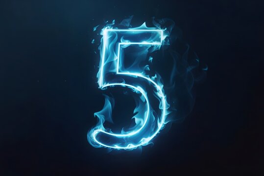 Burning Number Five Fire Flames effect Illustration On a black background, Burning Number Five On A Black Background
