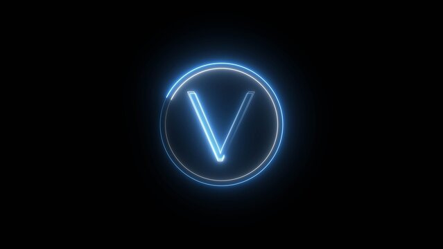 Abstract bright neon letter sign icon illustration on black background.