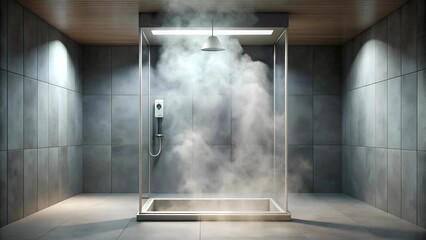 Canvas Print - Serene Steam: A Relaxing Shower Experience  AI Generated